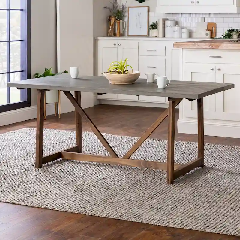 Middlebrook Solid Wood 72-inch Farmhouse Trestle Dining Table