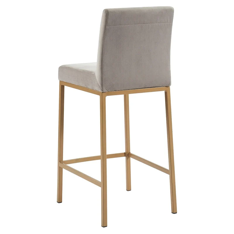 Set of 2 Velvet Counter Stools with Metal Base