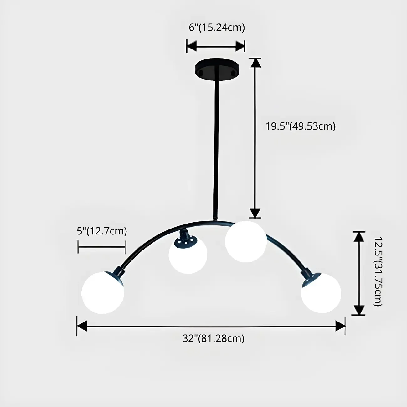 Trendy Black Glass Globe Island Pendant Light