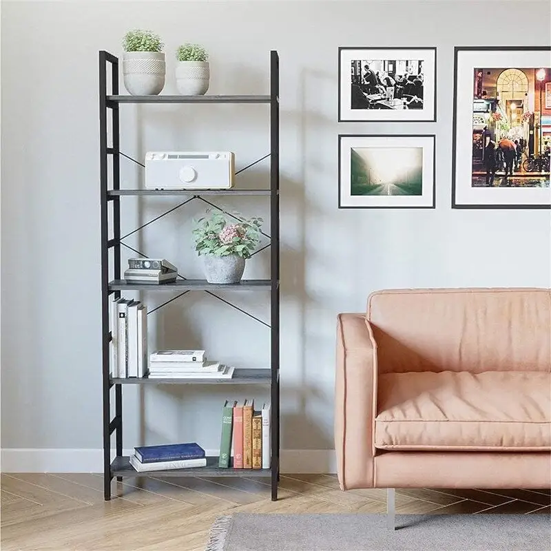 5 Tier Bookcase Adjustable Shelves