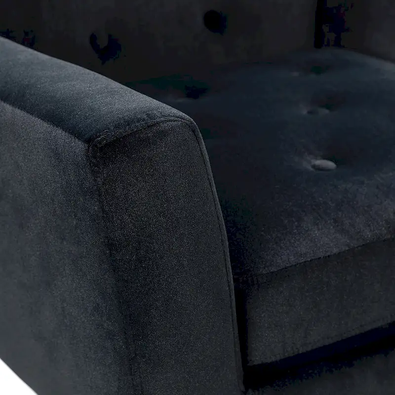 Velvet Tufted Accent Armchair with Gold Metal Legs – 250lbs Capacity