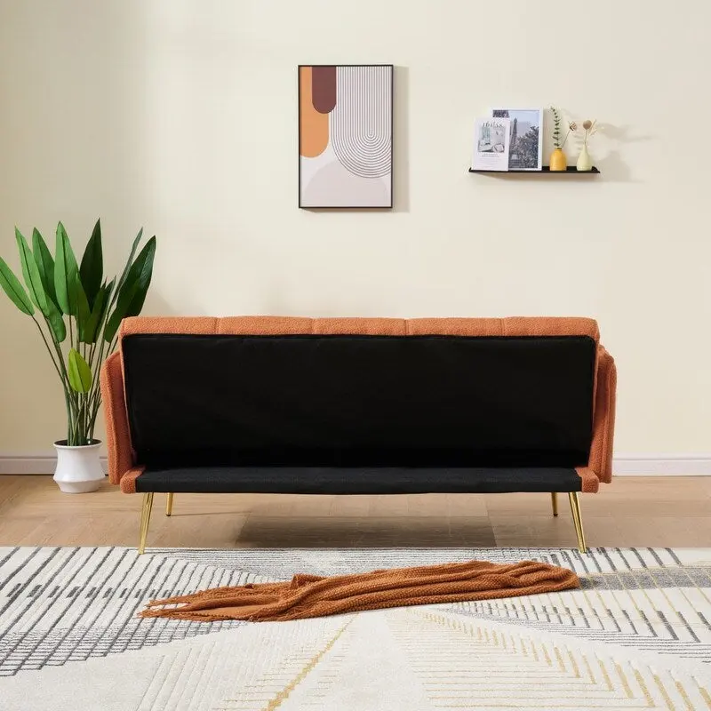 79.92  Teddy Velvet Upholstered Sofa Bed with Adjustable Back and Armrests