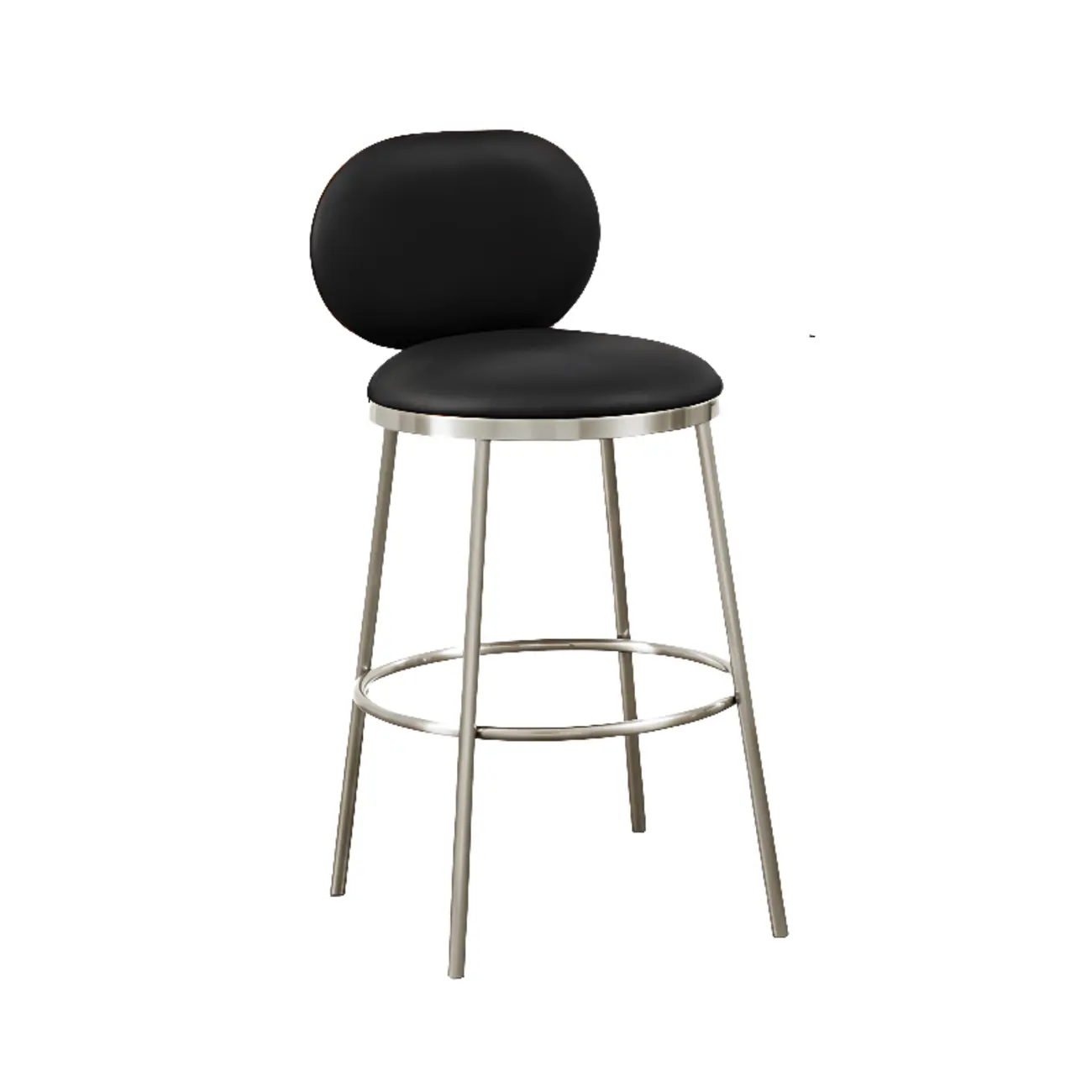 Modern 4-Leg Metal Faux Leather Upholstered Bar Stools