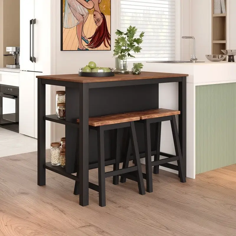 Rustic 3-Piece Solid Wood Kitchen Island Set  45