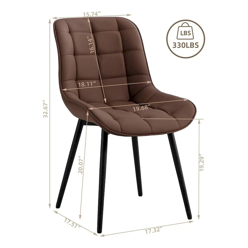 XINMICS Modern Upholstered Faux Leather Dining Chairs Set of 2