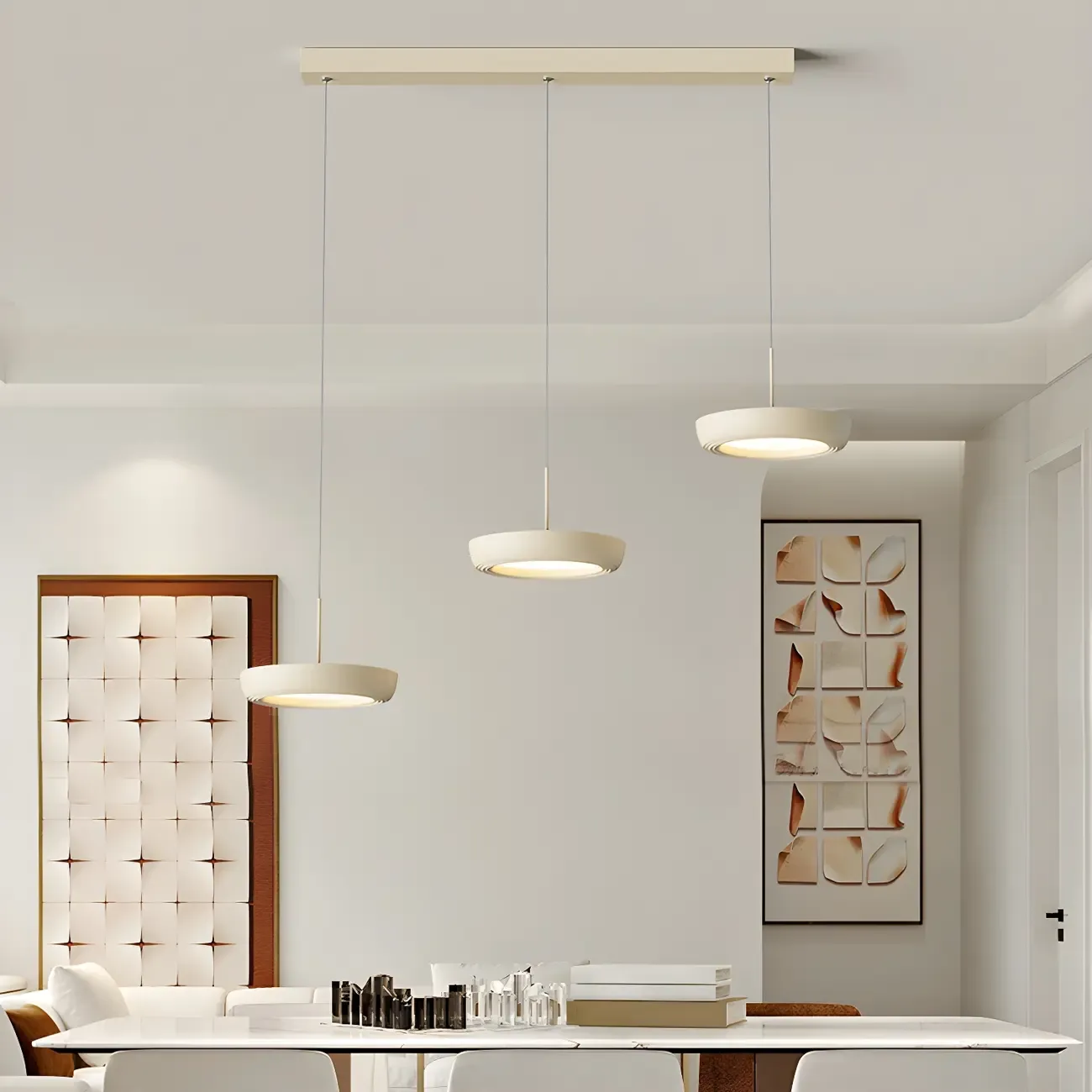 Sleek Metal Round Dimmable LED Island Pendant Light for Kitchen