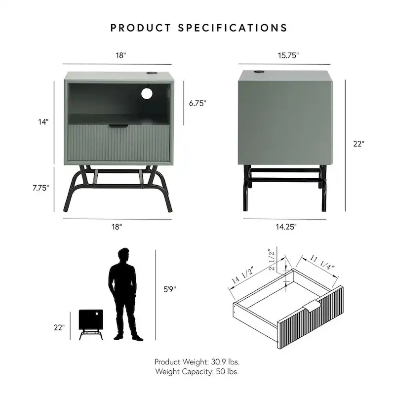 DH BASIC 2-Piece Modern Coffee Table and End Table Set with 3D Wave Accented Drawers by Denhour