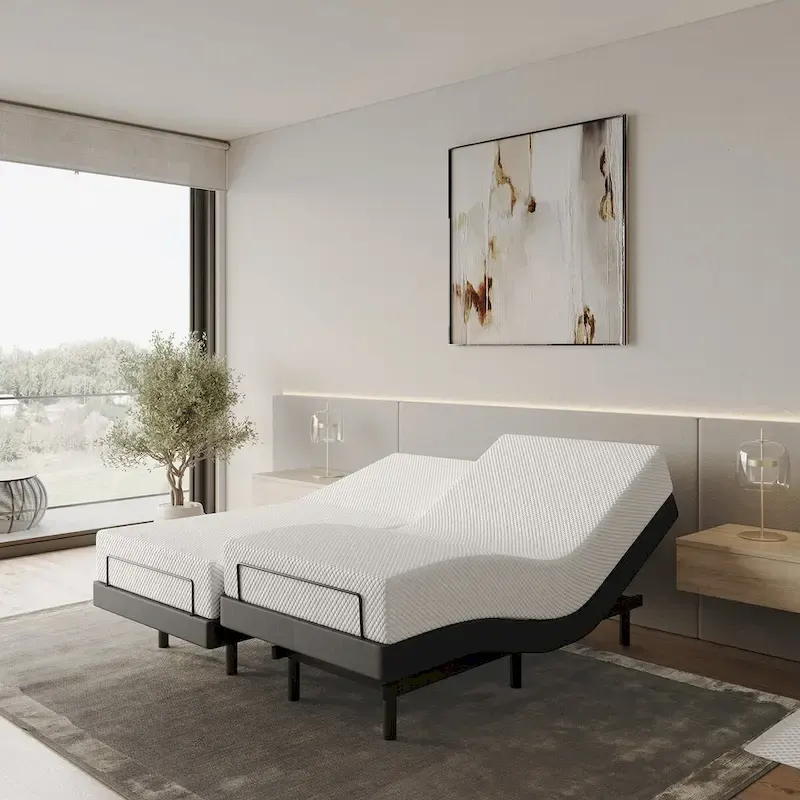 Adjustable Massaging Bed Frame Base with Wireless Remote