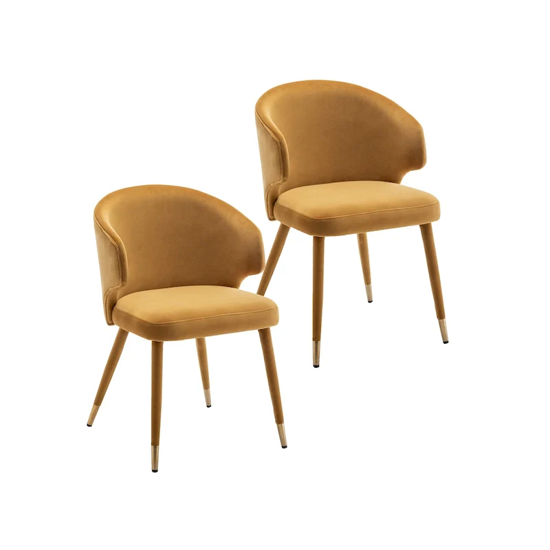 Porthos Home Ryn Velvet Dining Chairs with Gold Trim, Set of 2
