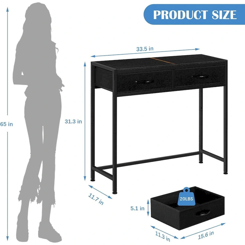 33.5  Modern Narrow Console Table with Drawers