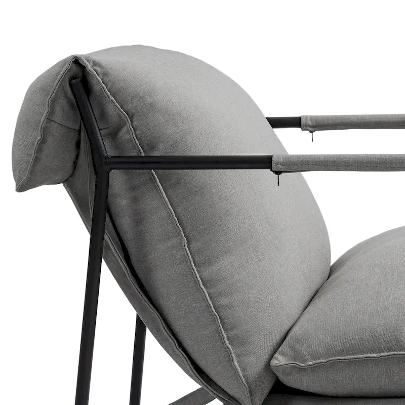 Fabric Accent Chair Metal Framed Sling Armchair Set of 2