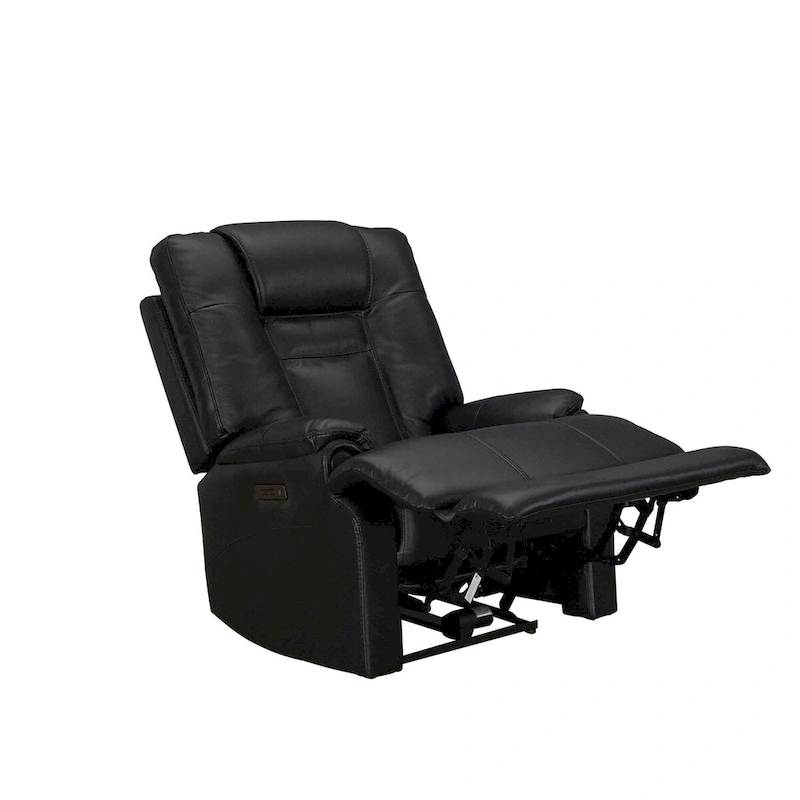 Top Grain Leater Black Zero Gravity Power Recliner With Adjustable Headrest Extendable Footrest