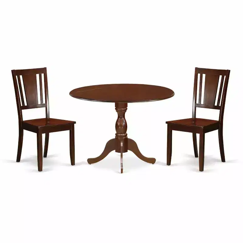 3-Piece Mahogany Finish Solid Wood Top - Dining Room Set - Seats 4