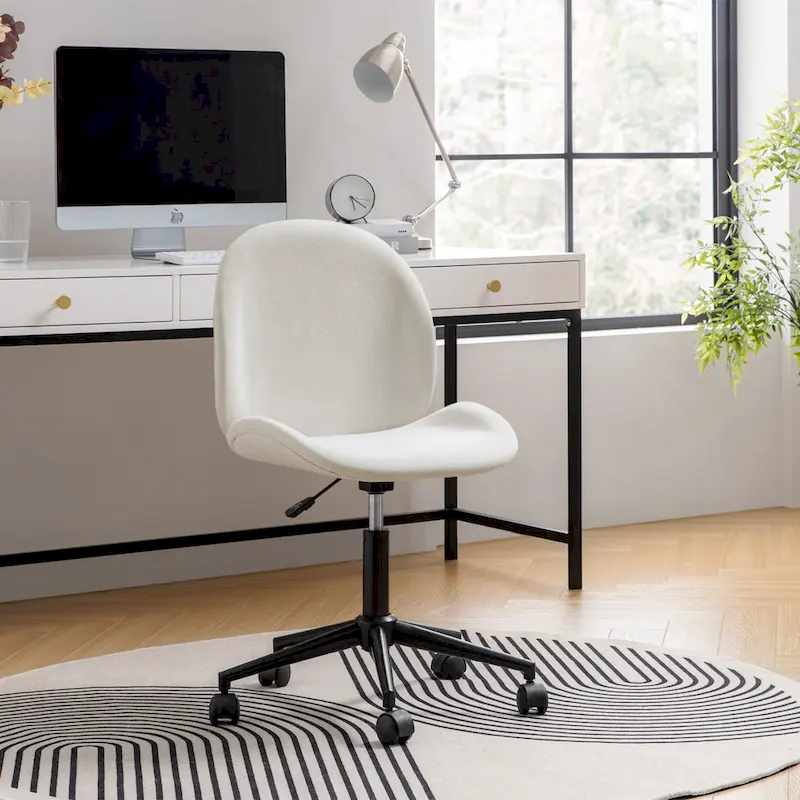 Modern Office Chair 360° Swivel Armless With Metal Base