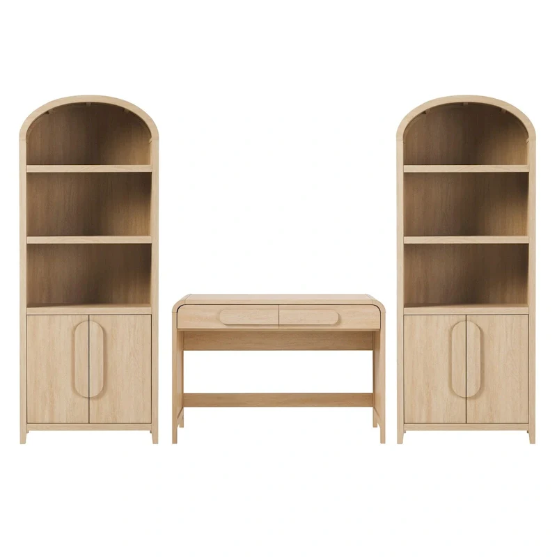 Middlebrook 3-Piece Set Writing Desk with 2 Cabinet Bookcases