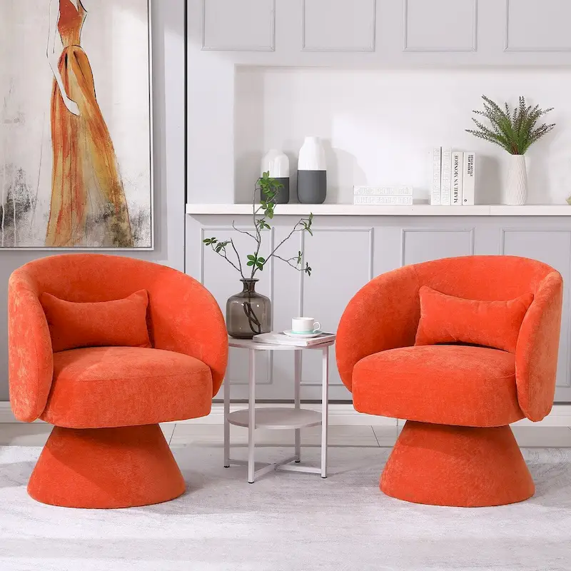 Upholstered Swivel Armchair (Set of 2)