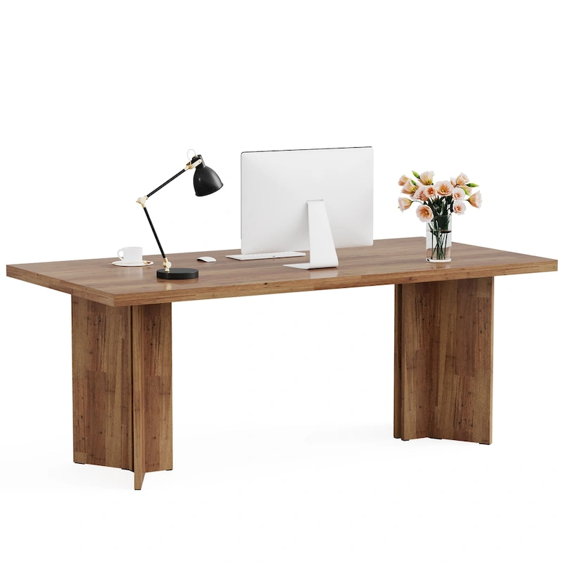 63-Inch Executive Office Desk, Modern Wood Large Computer Desk