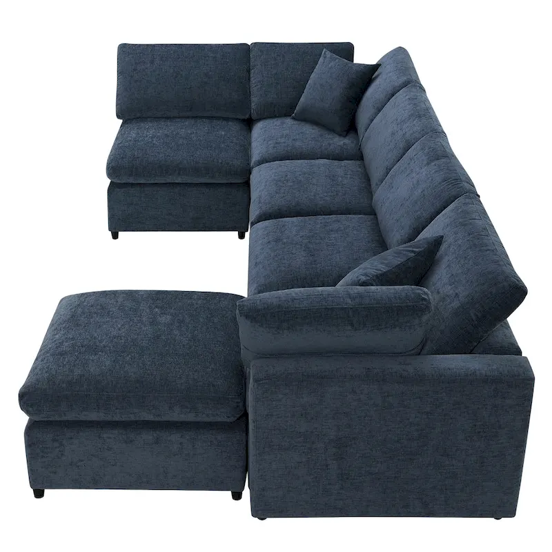 U Shaped Modular Cloud Sofa with Ottoman, Convertible Sleeper Sofa