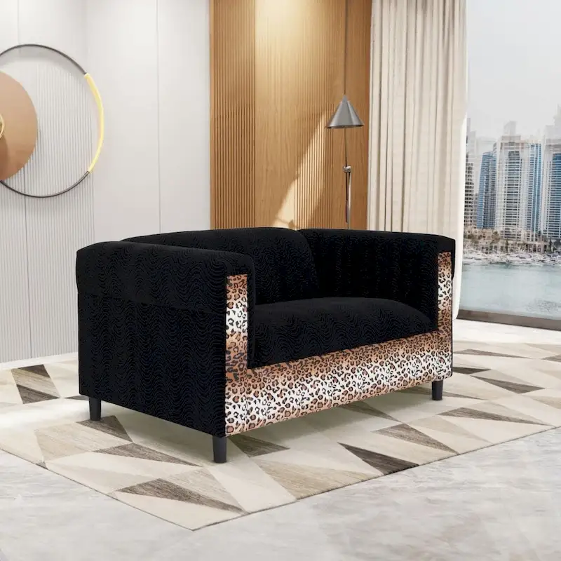 Coast to Coast Sofas Mid Century Modern Loveseat Sofa Solid Wood Frame Upholstered