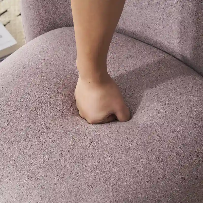 '- Eliana Modern Teddy Fabric Accent Chair with Curved Backrest and Legs