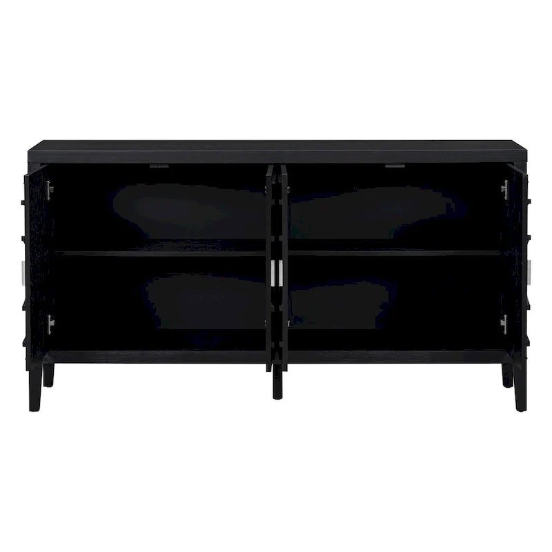 Retro Sideboard with Circular Groove Design Metal Handle