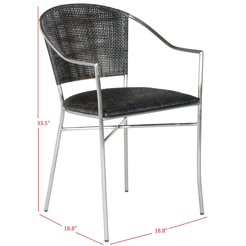 SAFAVIEH Jullieta Black Arm Chair (Set of 2) - 21  W x 22.3  L x 33.5  H - 21Wx22Dx34H