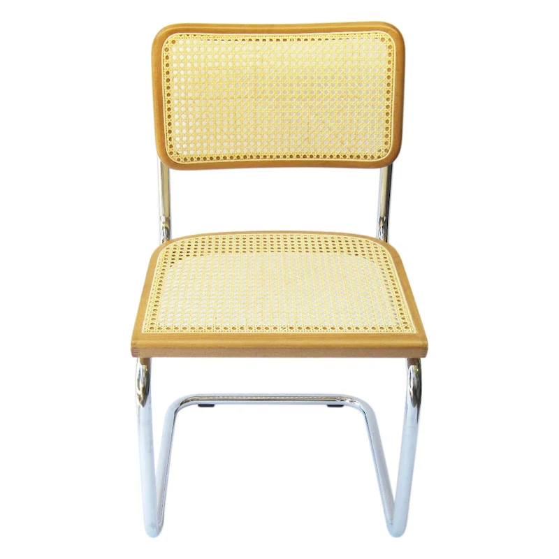 Breuer Chair Company Cesca Cane Dining Chair in Chrome and Honey Oak