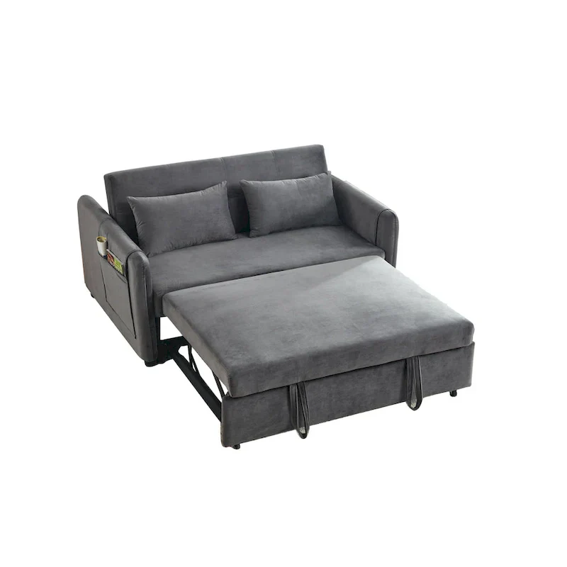 3-in-1 Versatile Velvet Double Sofa with Pullout Bed
