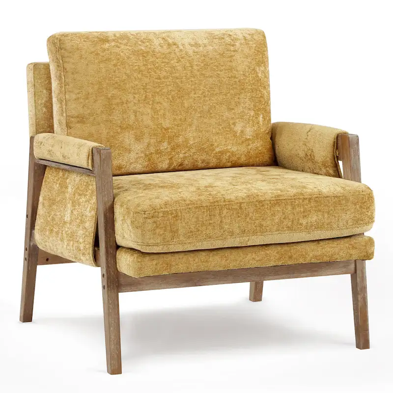 Mid-Century Modern 30  W Chenille Upholstered Accent Leisure Armchair