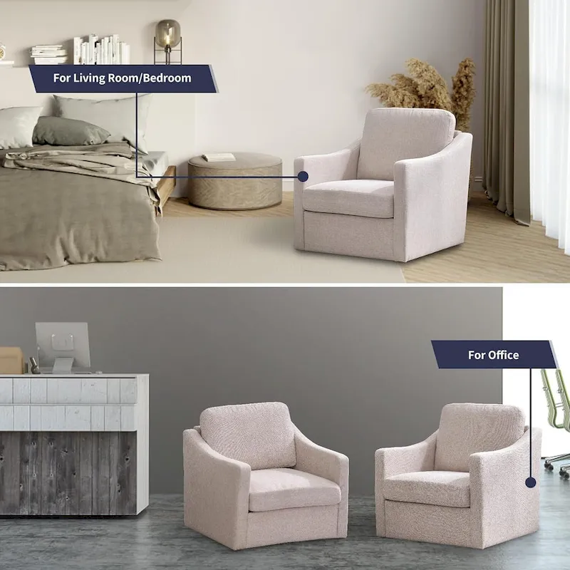 Mixoy 360 Degree Swivel Accent Sofa Chair,Linen Square Armchair