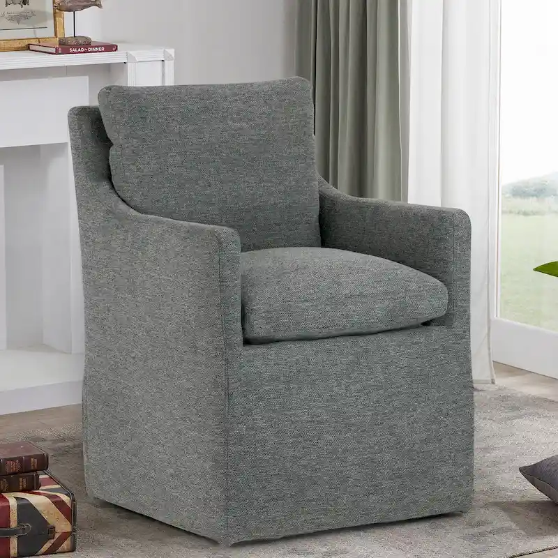 Gray Fabric Accent Chair with Down Feather Cushion