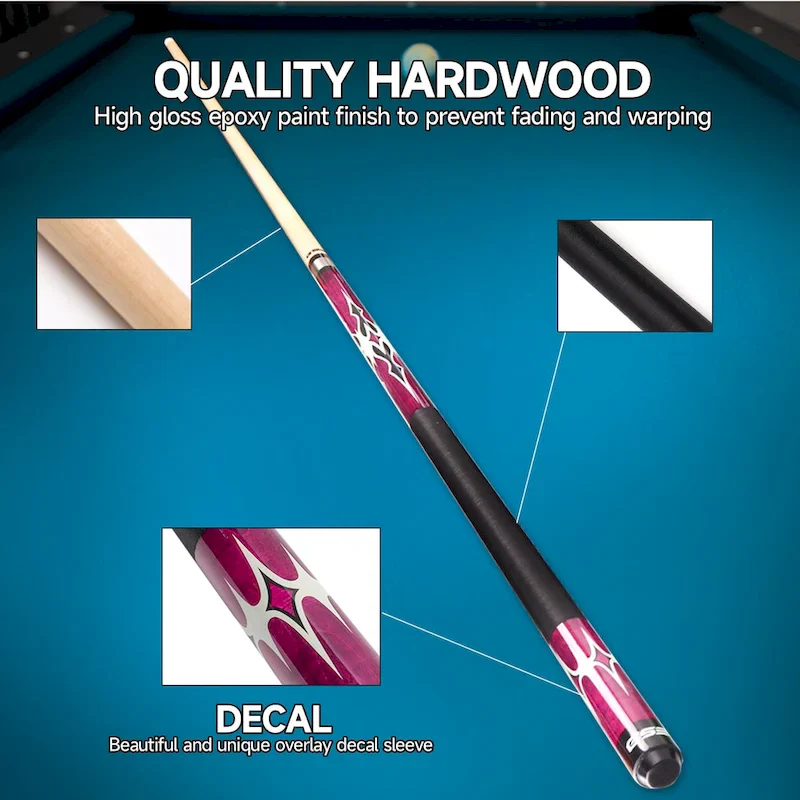 GSE Set of 6 Canadian Maple Hardwood Billiard Pool Cue Sticks. 58 2-Piece Pool Cue Set for House or Commercial Use