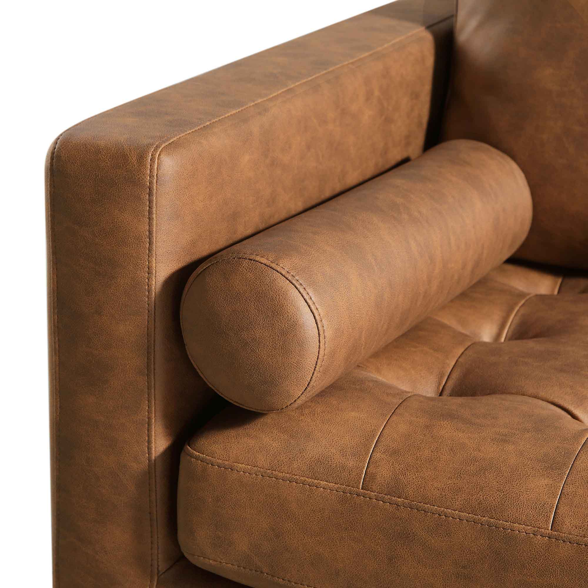 2-Seater Sofa, Tan Faux Suede
