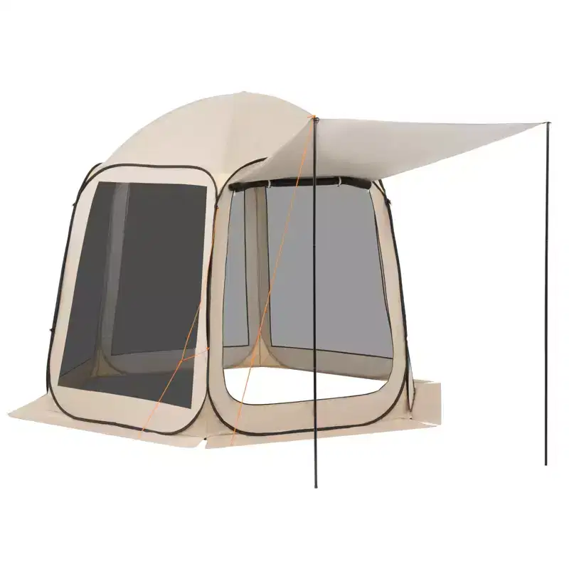 10' x 9.2' Pop Up Screen House Tent with Extended Awning and Mesh Walls for 4-8 People