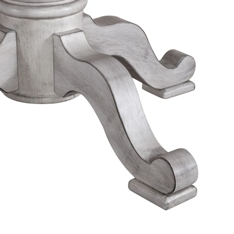 Antique White Weathered Pine 5 Piece Pedestal Table Set