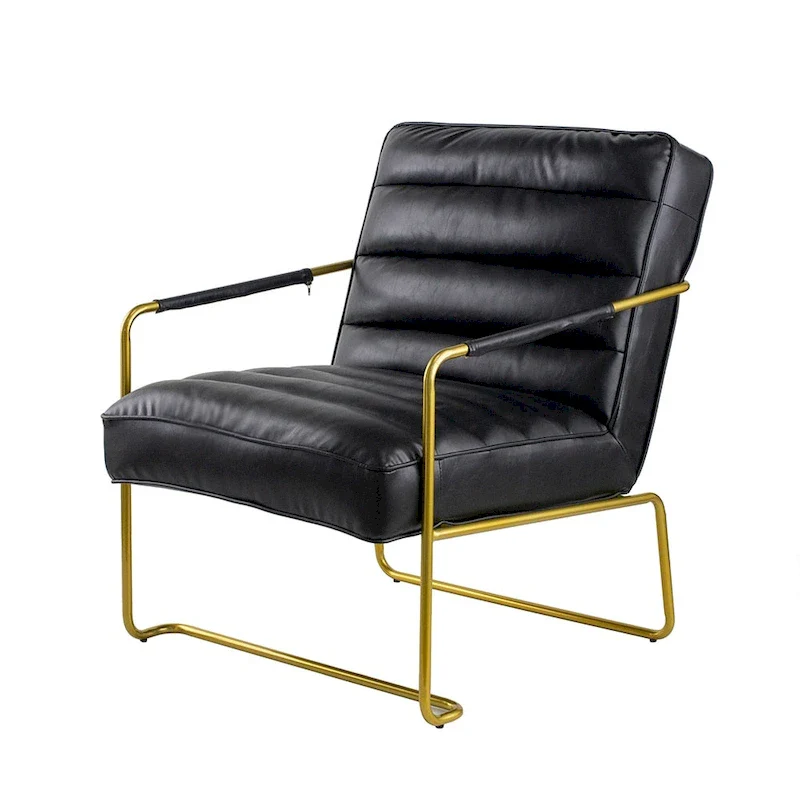30-Inch Accent Chair in Black with Gold Frame