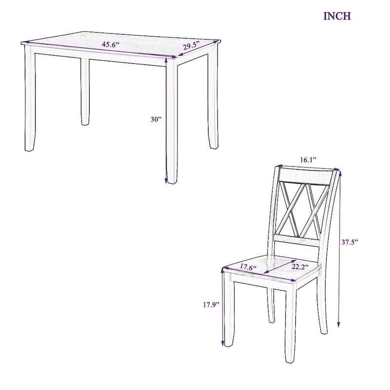 5-Piece Dining Table Set with Chairs, Home Kitchen Table Set