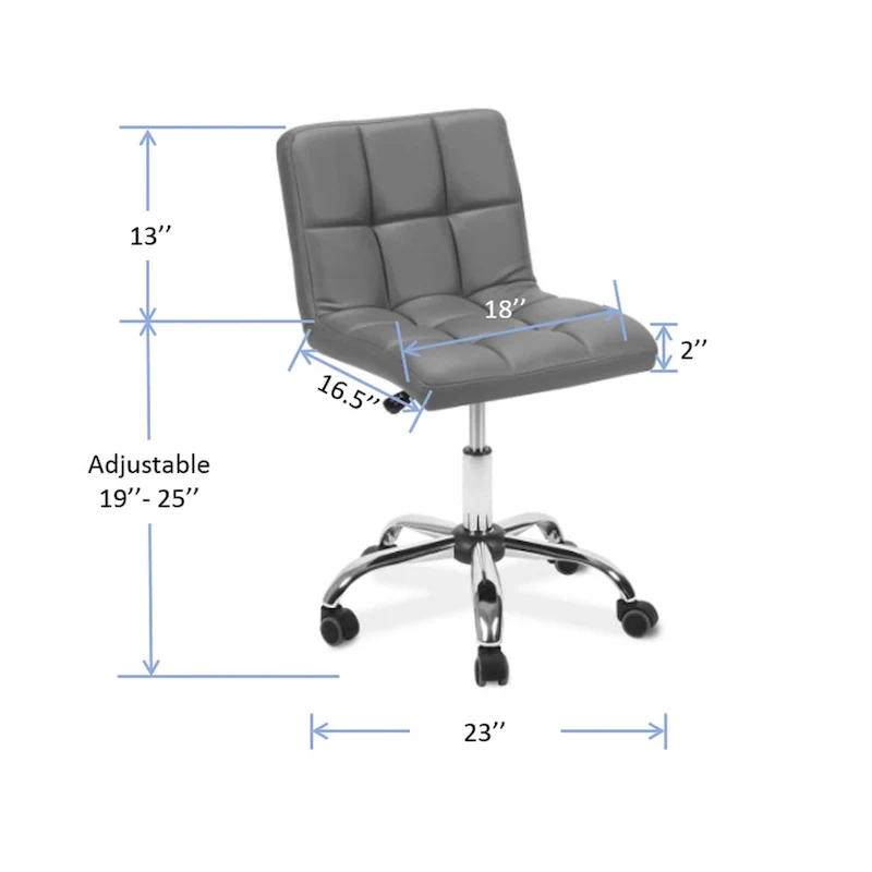 TOTO Home Office Button-Tufted Desk Chair, Armless Thick Cushion, Adjustable Height 19-25, Modern Red - N/A