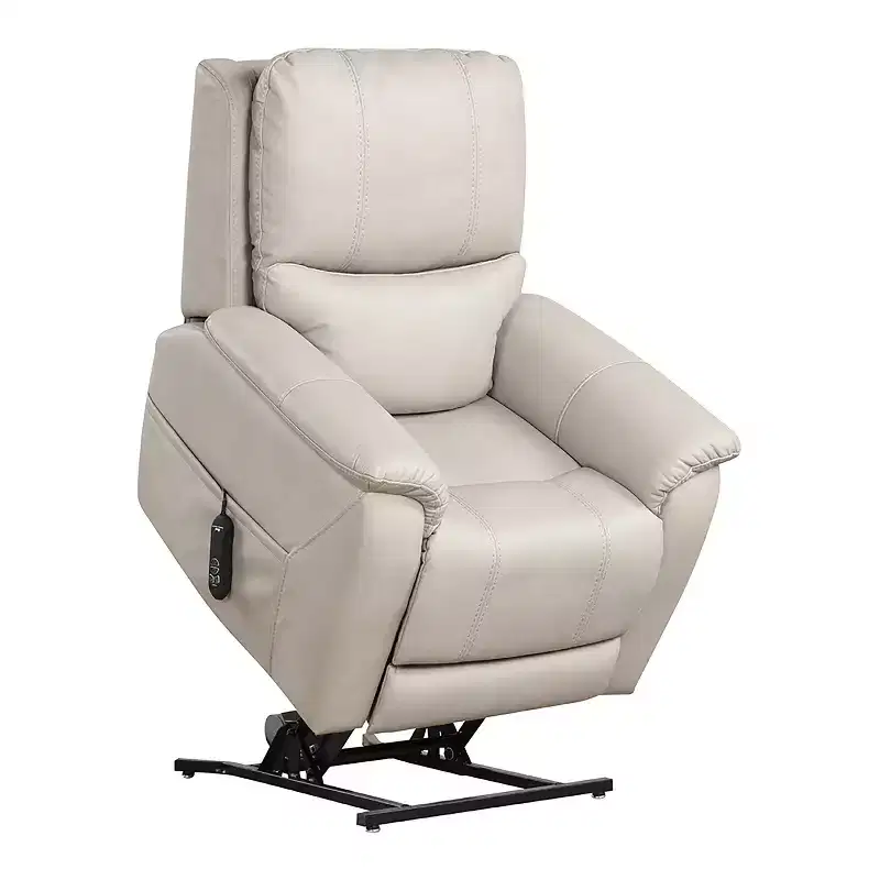 HOMES: Inside + Out Moonrise Leatherette Powered Recliner Lift Chair with Patented Headrest System Light Gray