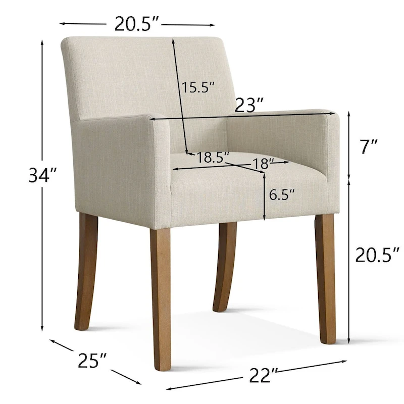 Linen Upholstered Armchair(Set of 2)