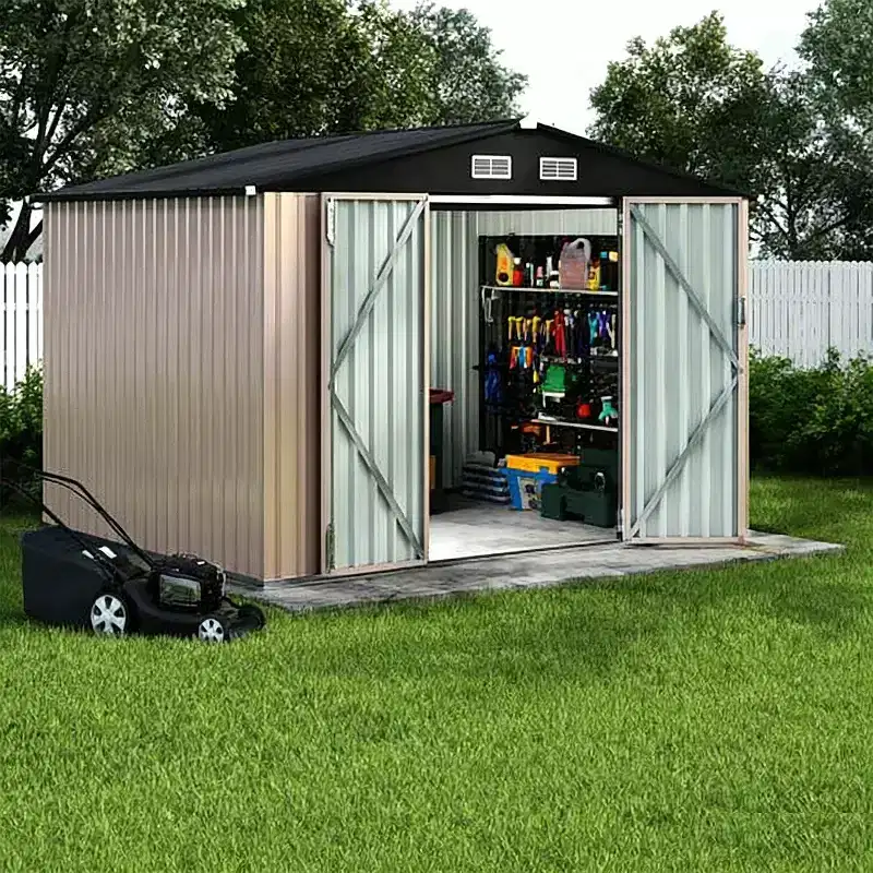 6x8 FT Metal Storage Shed Outdoor, Garden Tool Shed Kit Lockable Door Air Vent for Backyard Patio Lawn