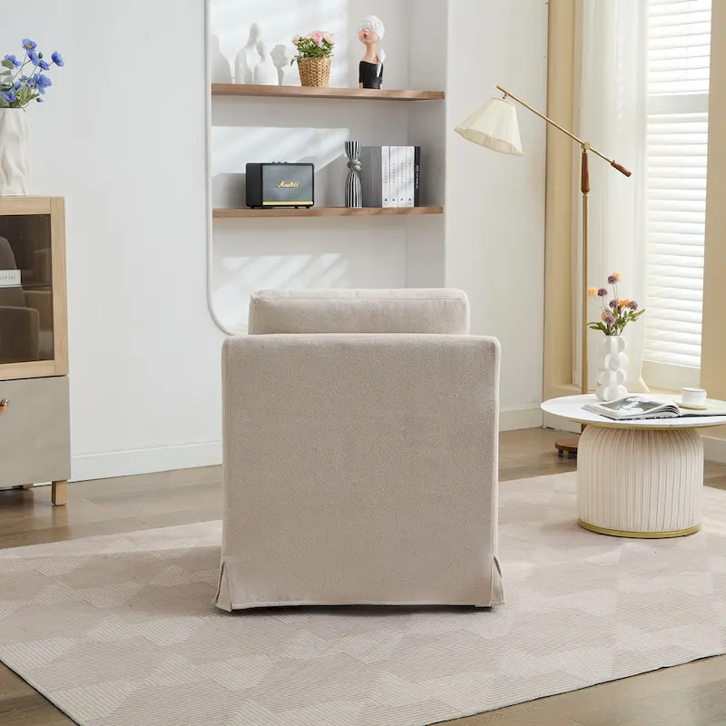 29.92 Chenille Swivel Accent Chair with Removable Cushion