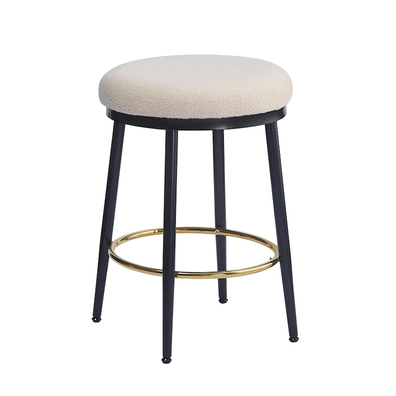 Altrium Modern Upholstered 24.75-Inch Round Backless Counter Stools with Iron Frame (Set of 4) by Christopher Knight Home