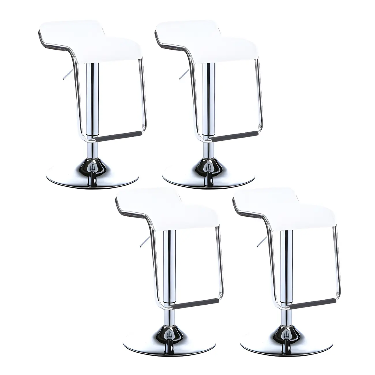 Modern Pedestal Swivel Bar Stool Adjustable Height Low Back Faux Leather