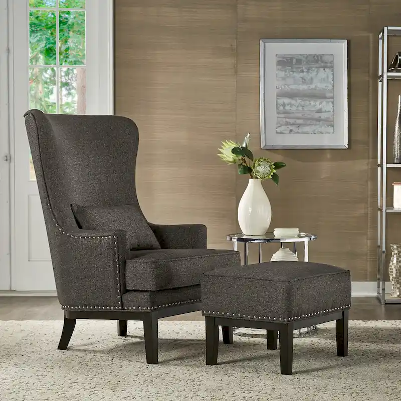 Capella Highback Wing Lounge Chair with Footstool by iNSPIRE Q Artisan