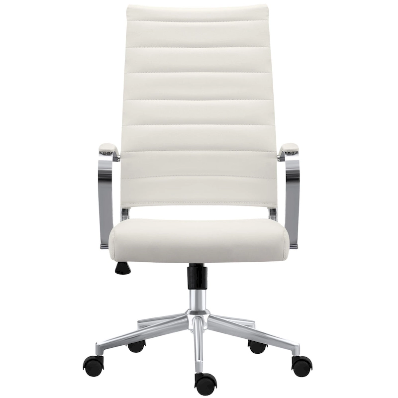 Modern High Back Office Chair Ribbed PU Leather Manager Tilt Conference Room Computer Desk Boss Task Executive Boss