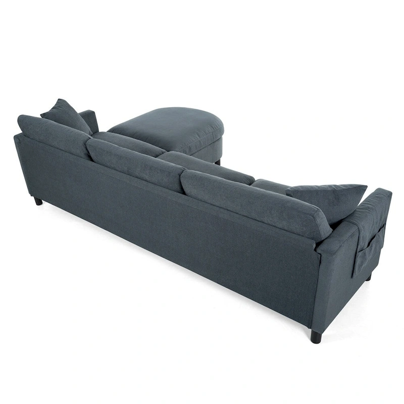 108 Modern Fabric Sectional Sofa with Ottoman and Pillows