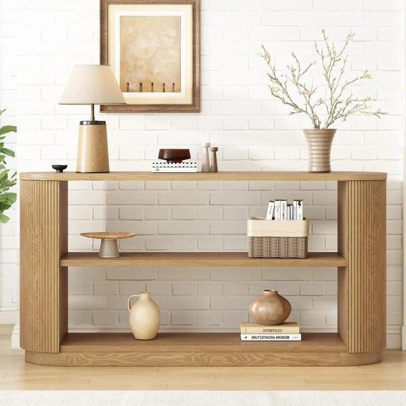58.9 Modern Entryway Console Table, Slim Sofa Table with Open Shelf for Multi-Functional Use