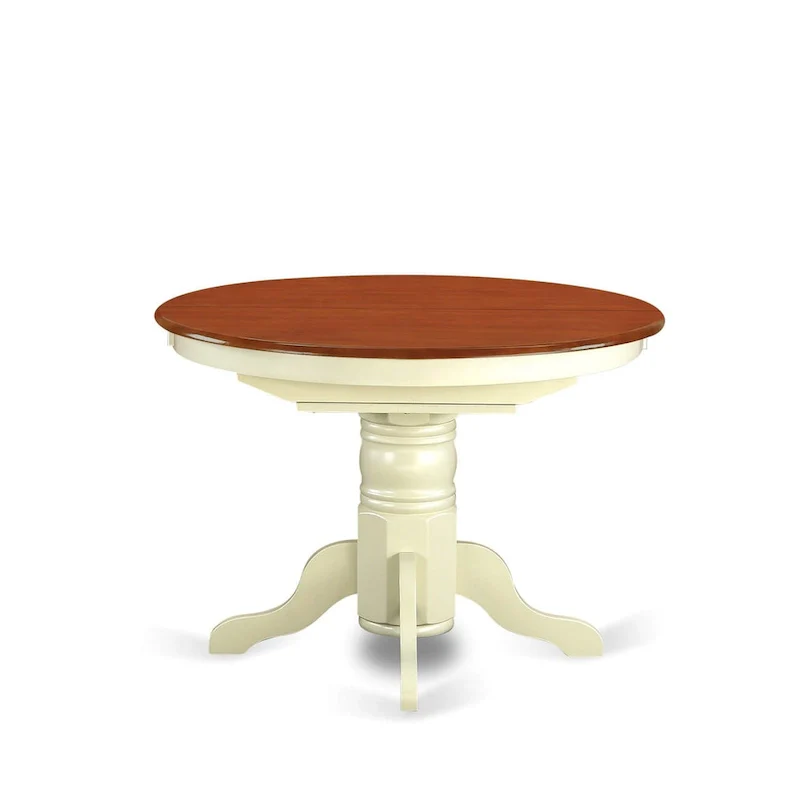 East West Furniture Kitchen Dining Table Butterfly leaf Oval Table Top and Pedestal Legs- Hardwood Table (Finish Option)