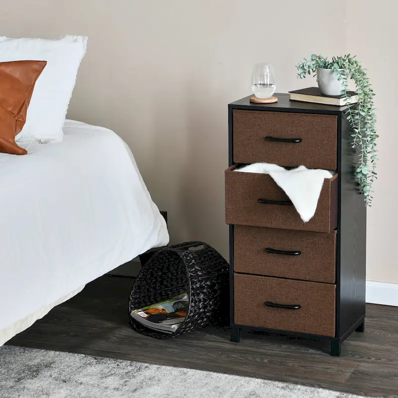 4-Drawer Dresser Tower - Black Oak Finish